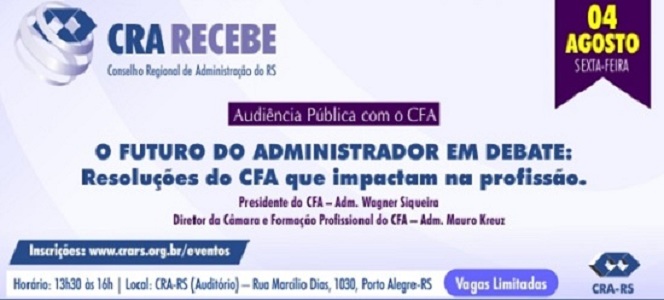 Resoluções do CFA serão debatidas em plenária com Audiência Pública nesta sexta-feira Resoluções do CFA serão debatidas em plenária com Audiência Pública nesta sexta-feira